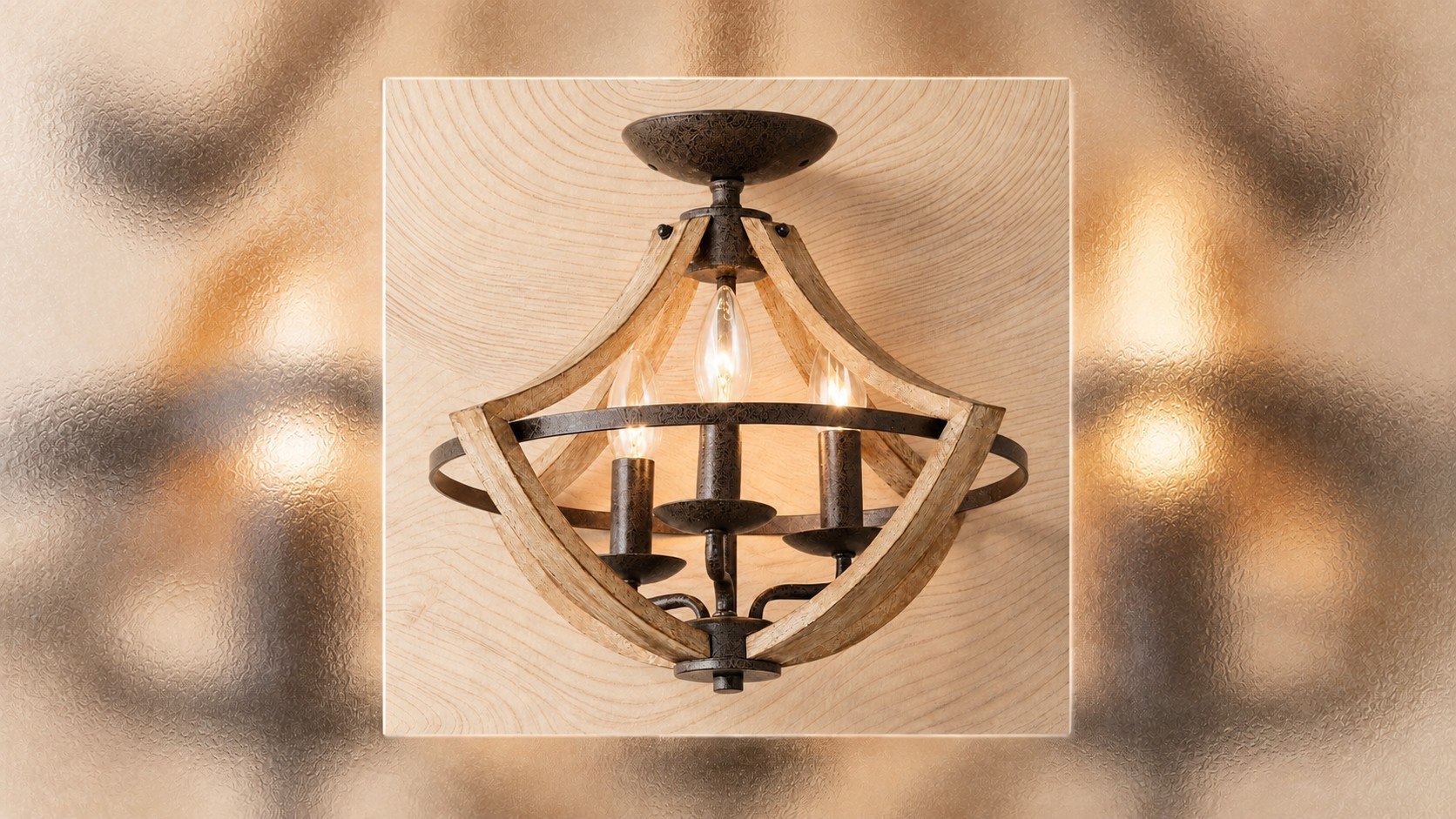 Houten plafondlamp