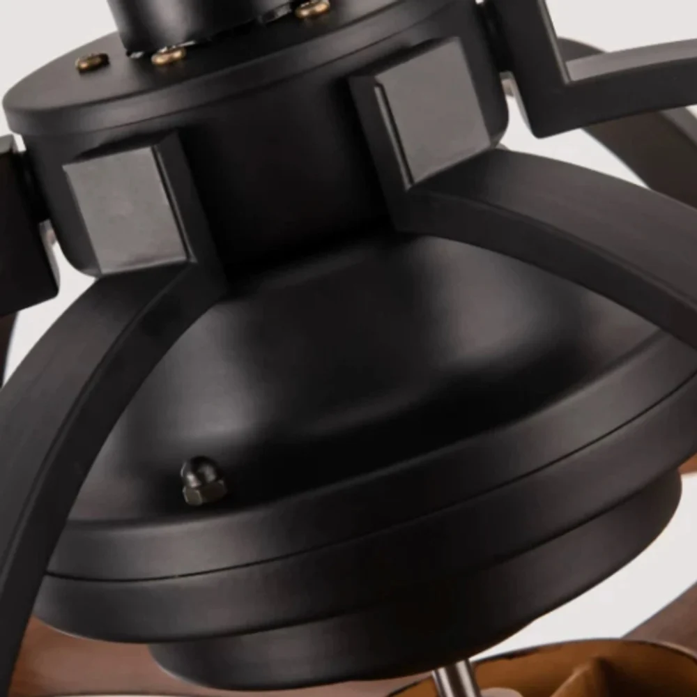 Close view of matte black ceiling canopy and frame hardware