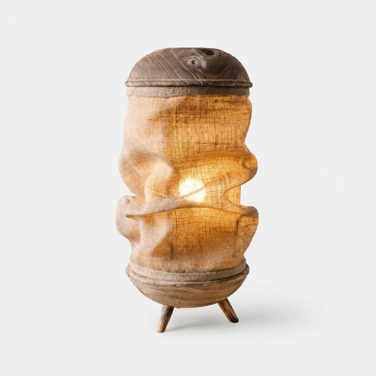 Light Taupe Gathered Linen table lamp