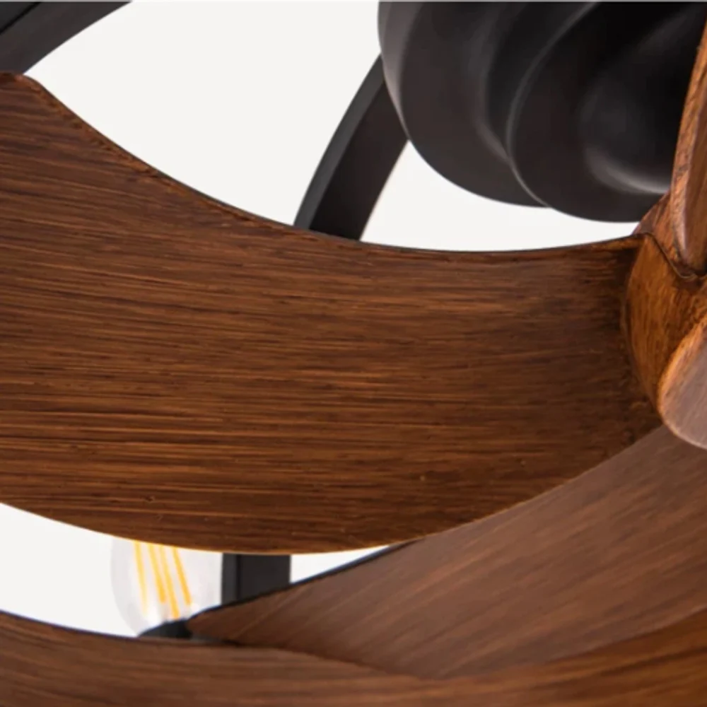 Close view of curved wood grain decorative blade