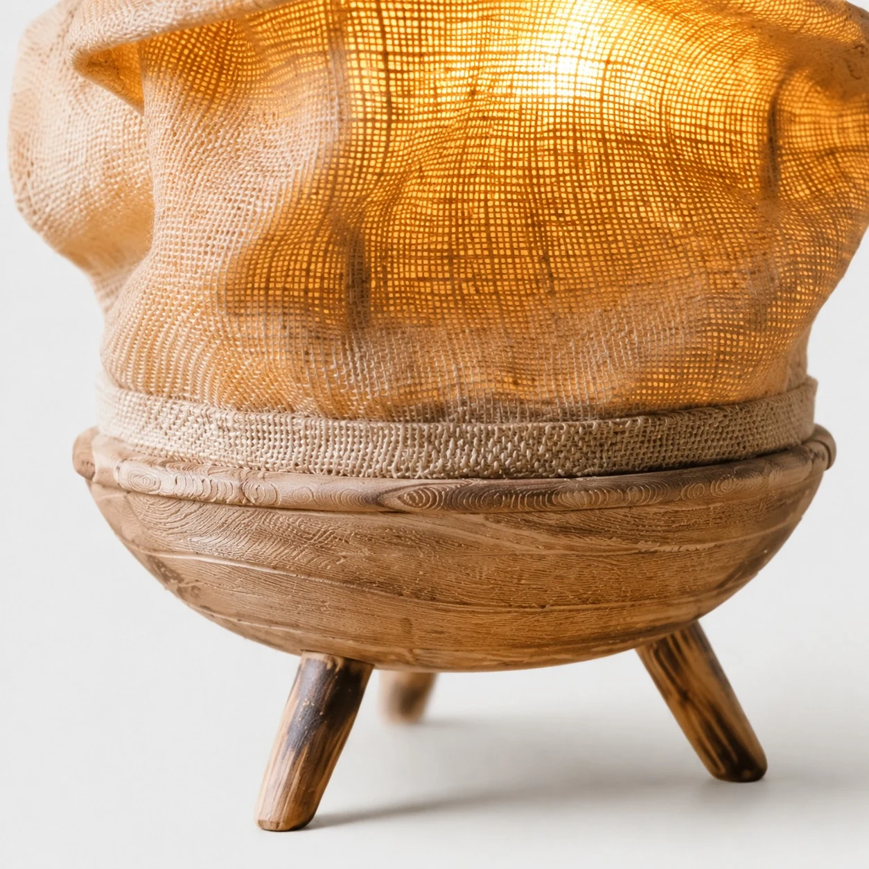 Sculpted wood base close-up