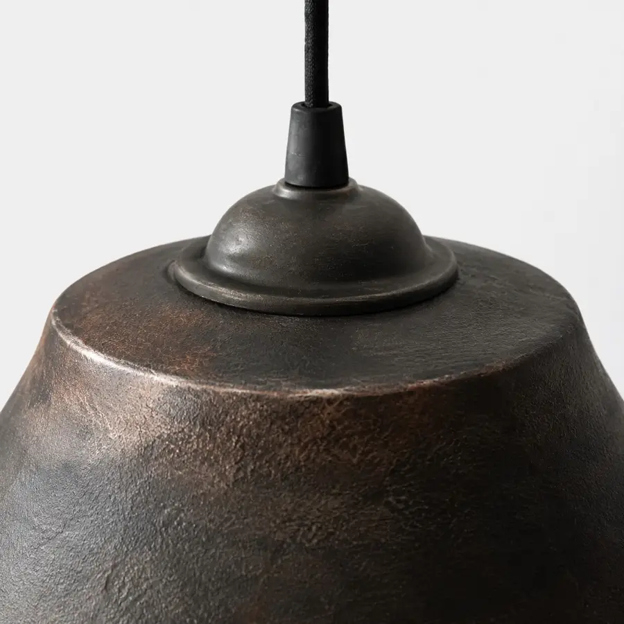 close detail of the dark wood pendant top fitting