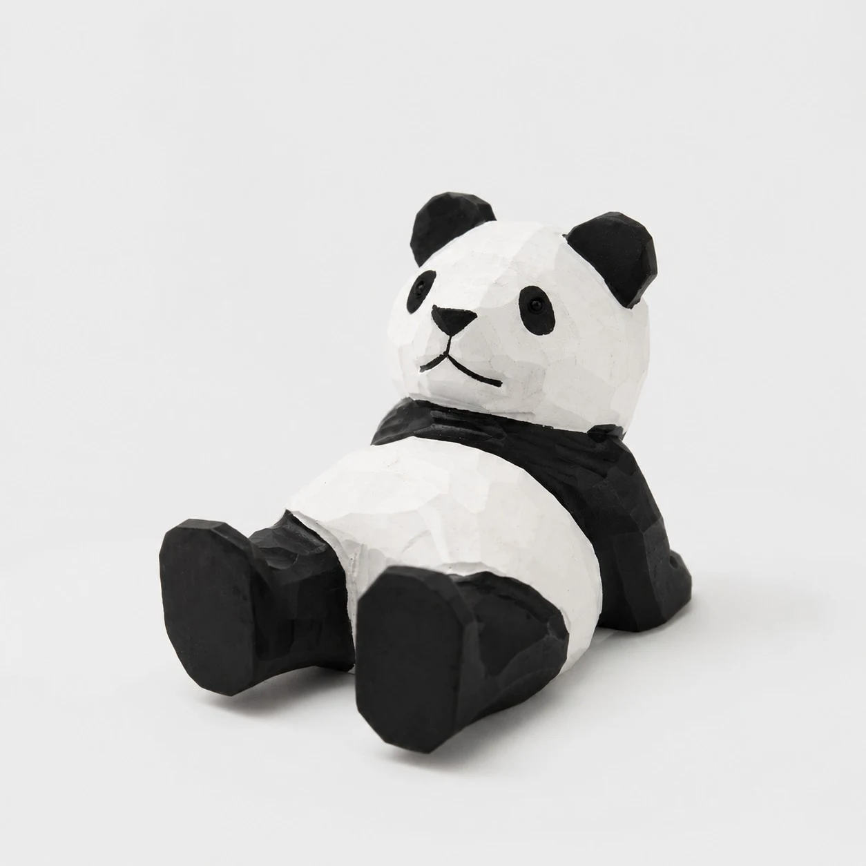 Lying Panda Hand-Carved Wooden Animal Phone Stand