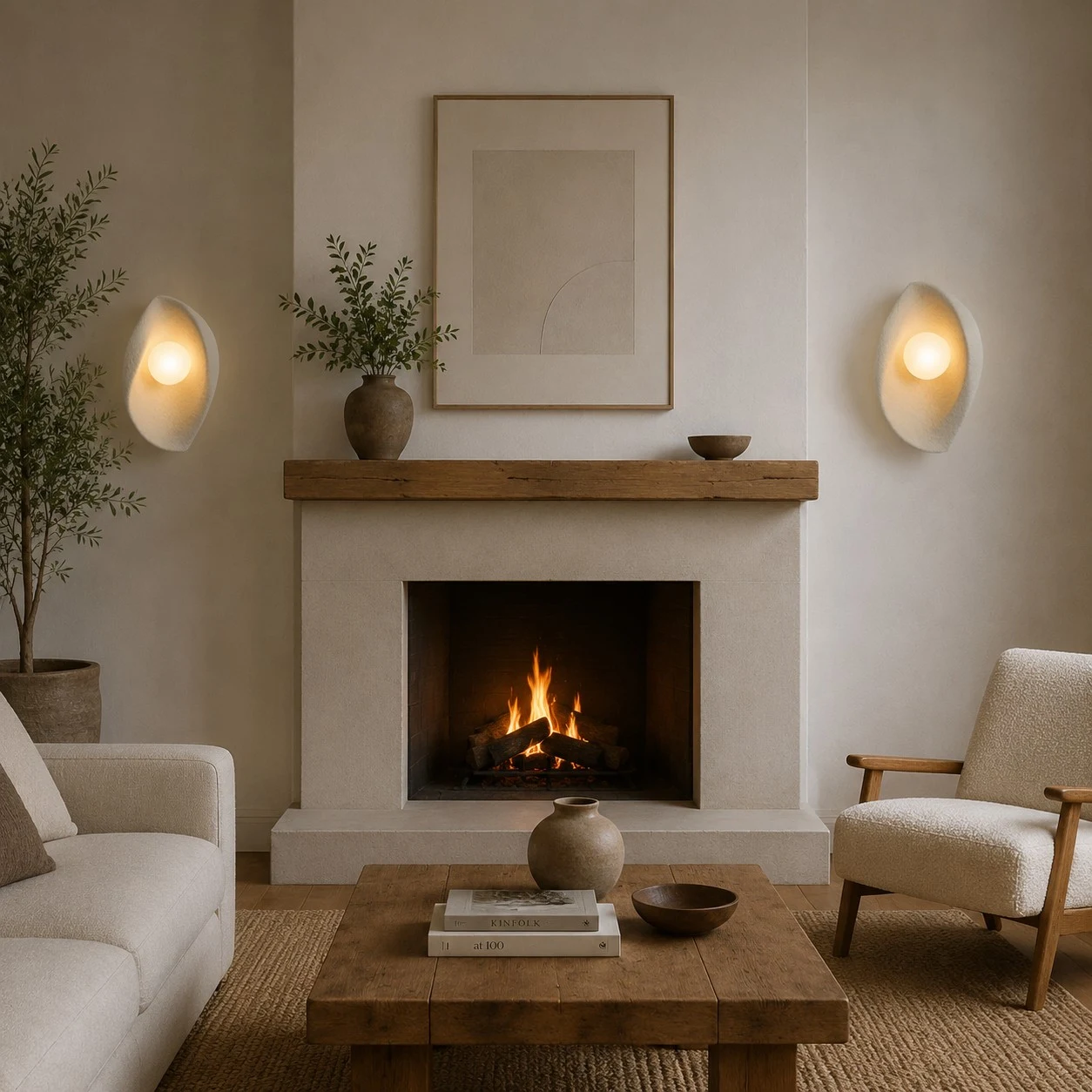 square room scene with resin wall sconce
