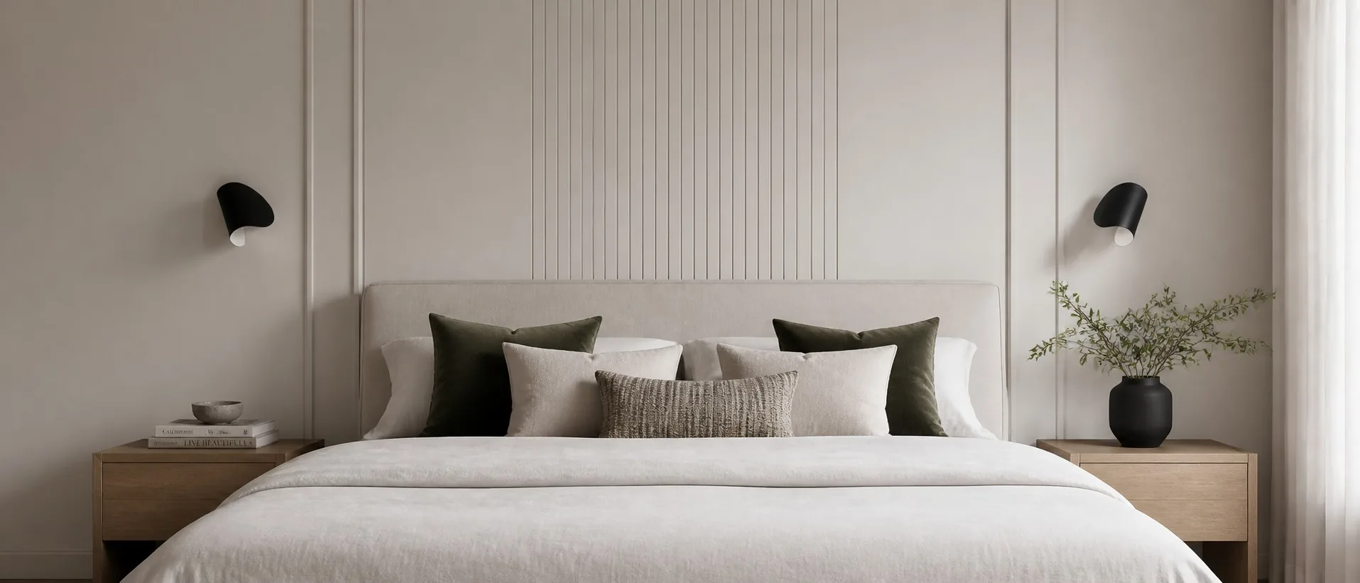 Polaris black wall lights above a bed