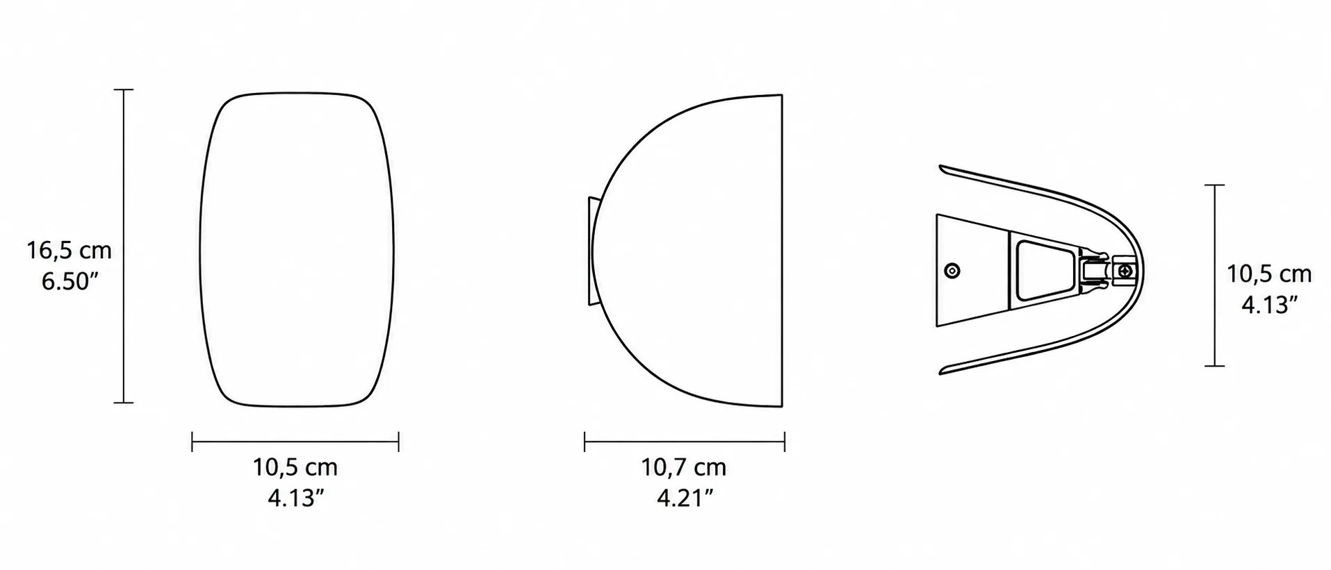 Polaris wall light dimensions 16.5 cm high and 10.5 cm wide