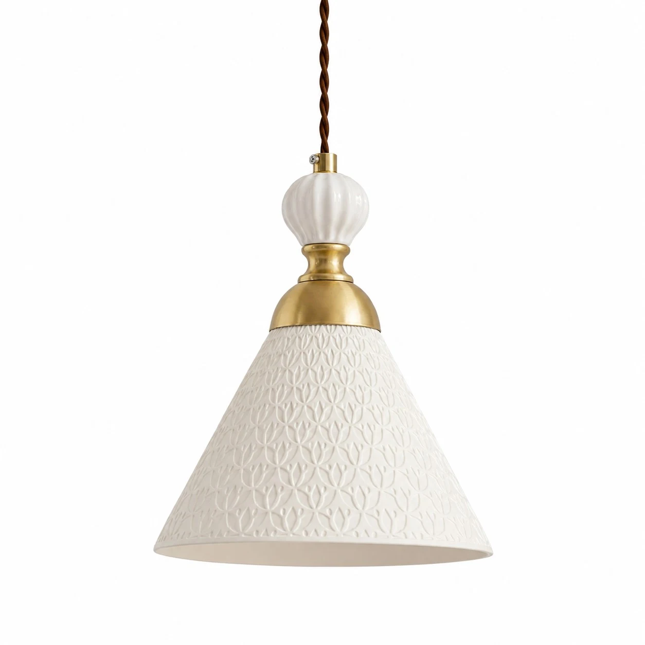 Conical shade ceramic pendant