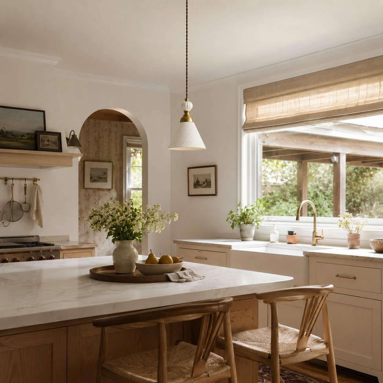 Pendant above a kitchen island
