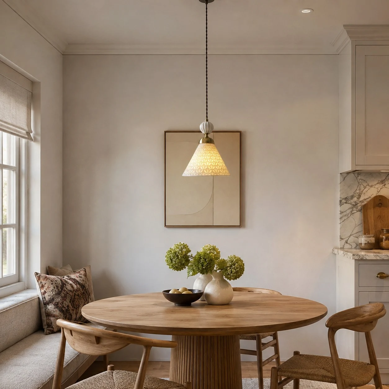 Pendant above a dining nook
