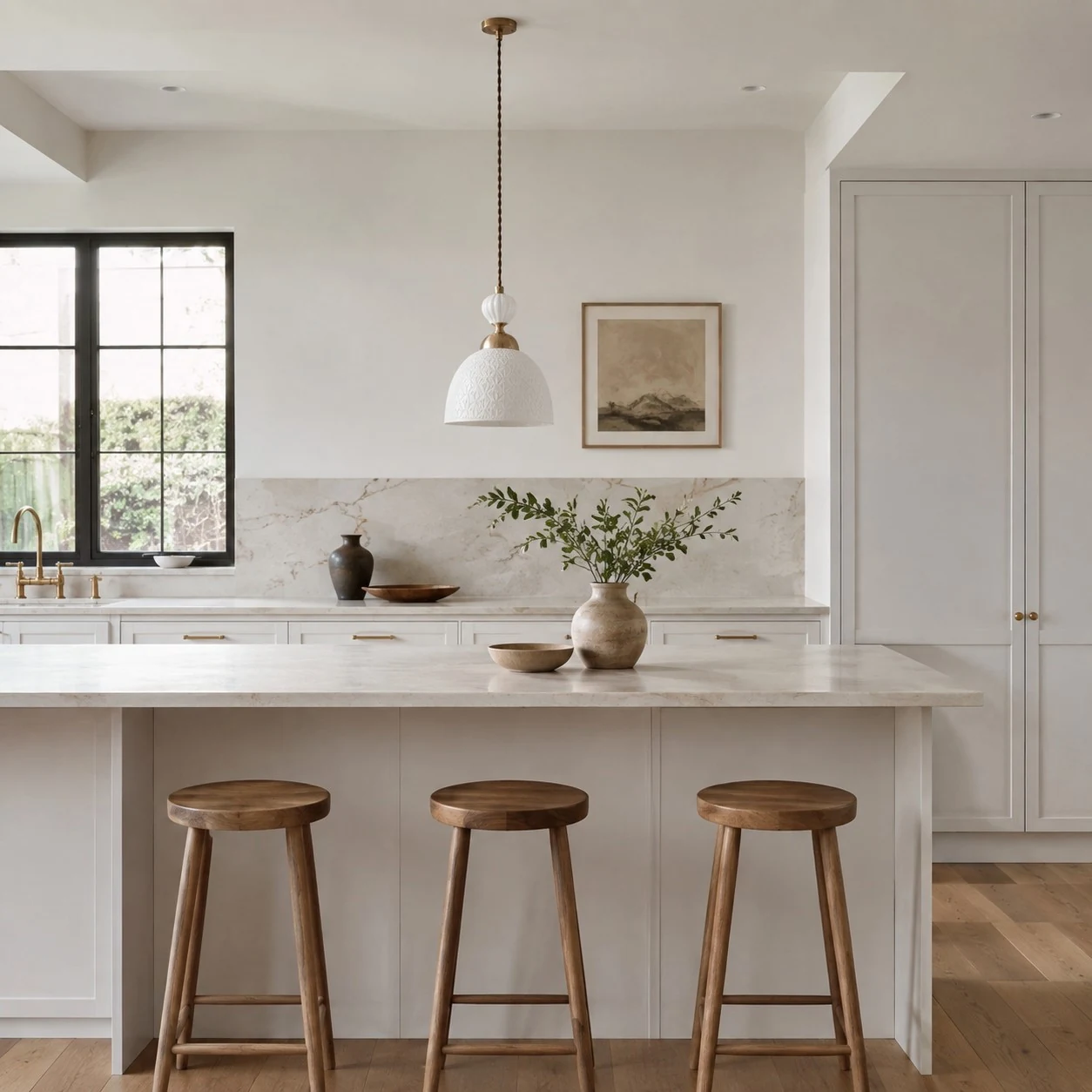 One pendant above a kitchen island