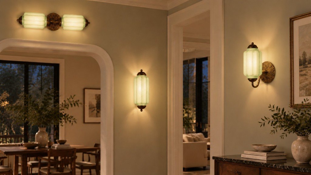 The same hall after dark, Eloise glass glowing warm on the walls