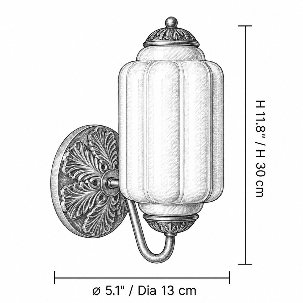 1 Head B dimension drawing: 5.1 in / 13 cm diameter, 11.8 in / 30 cm high