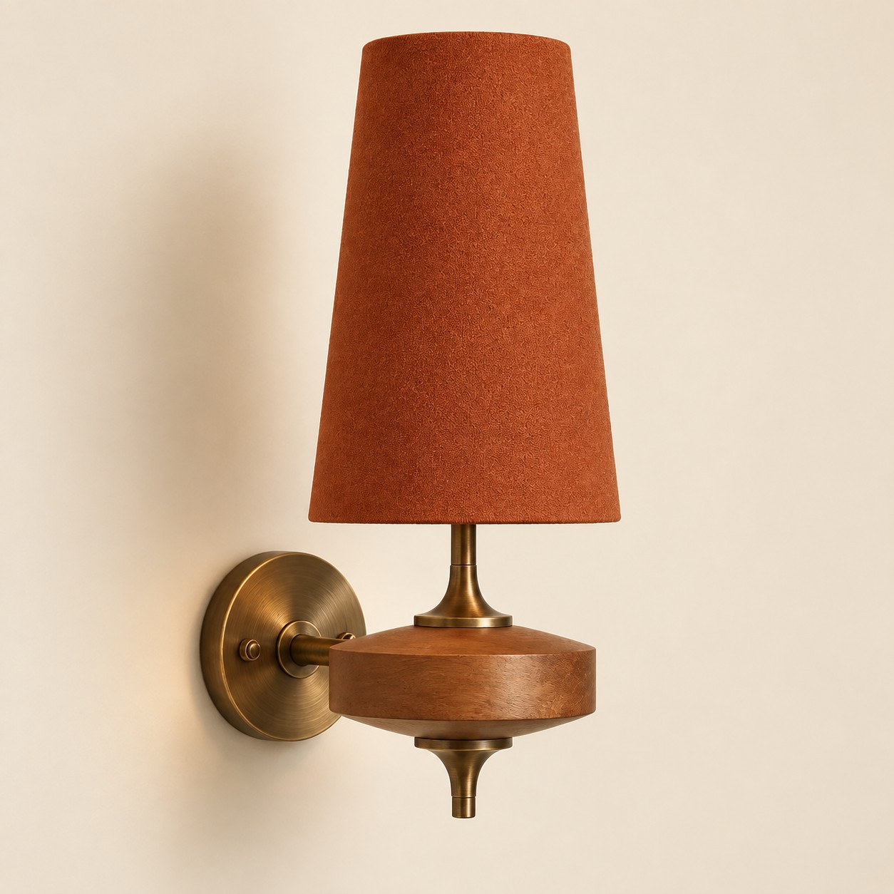 Hour Rho wall lamp, 1 head, Walnut color & Red