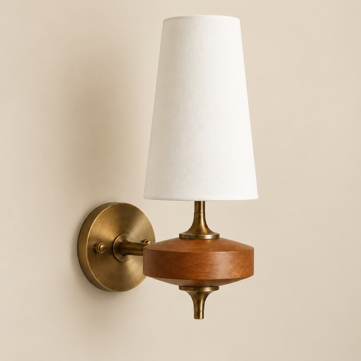Hour Rho wall lamp, 1 head, Walnut color & White