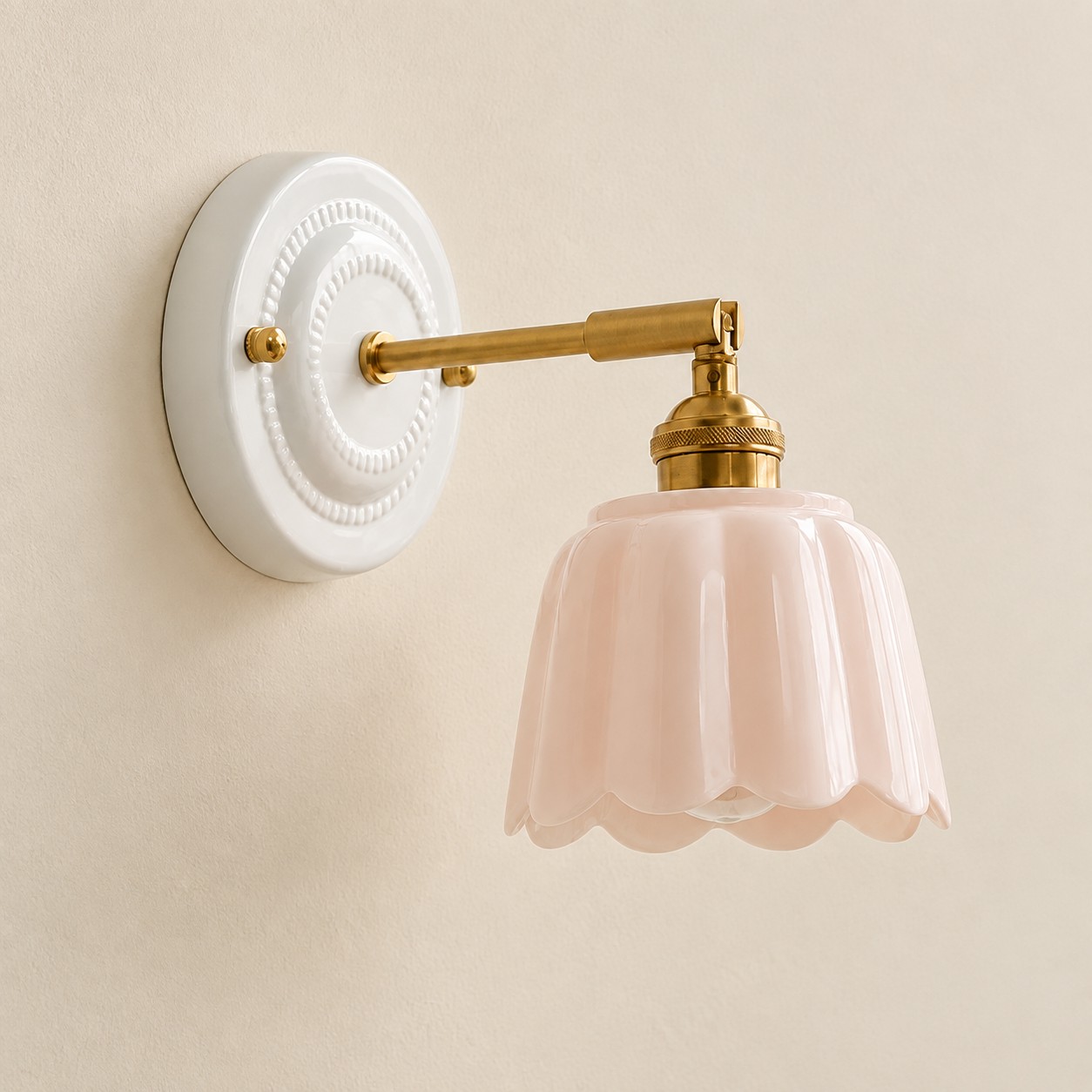 Lior ceramic flower wall sconce, Pink, 1-light