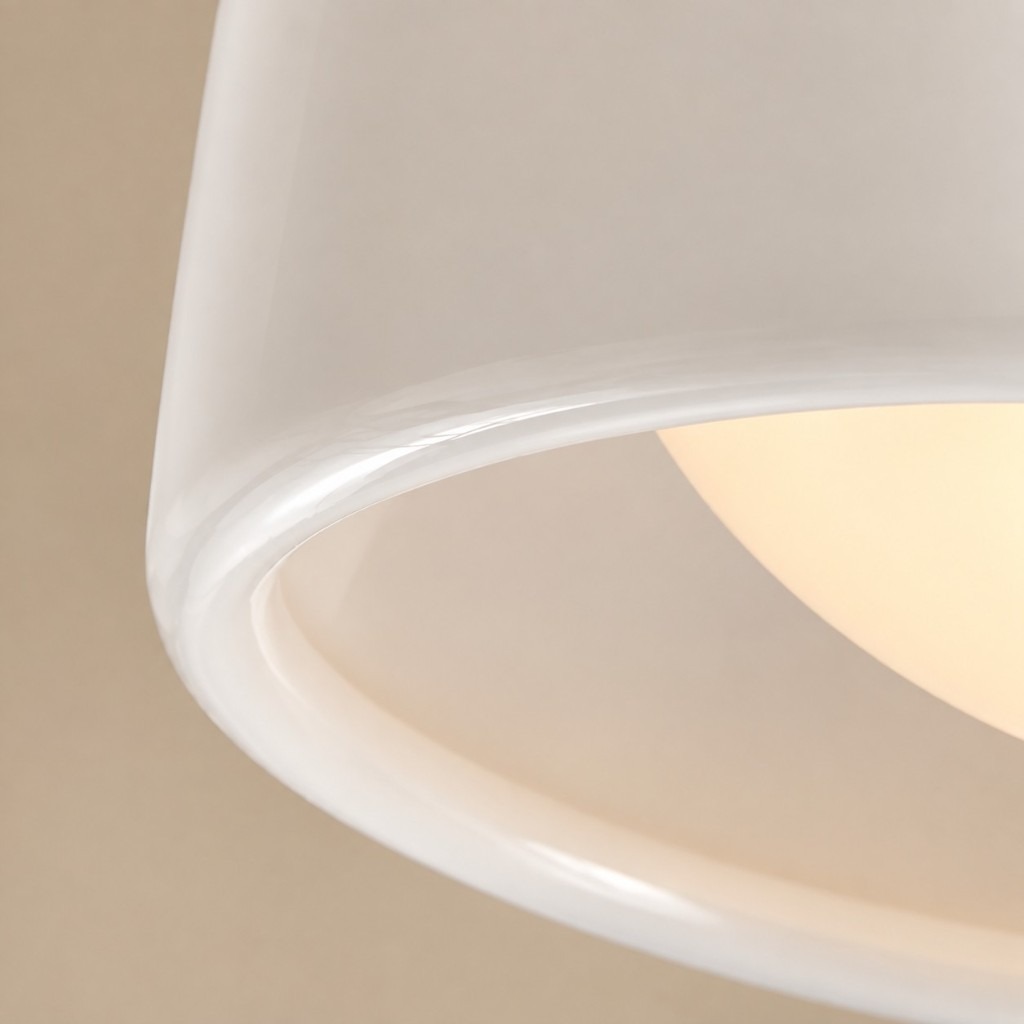 Thick glazed white porcelain rim with the inner opal bowl glowing below