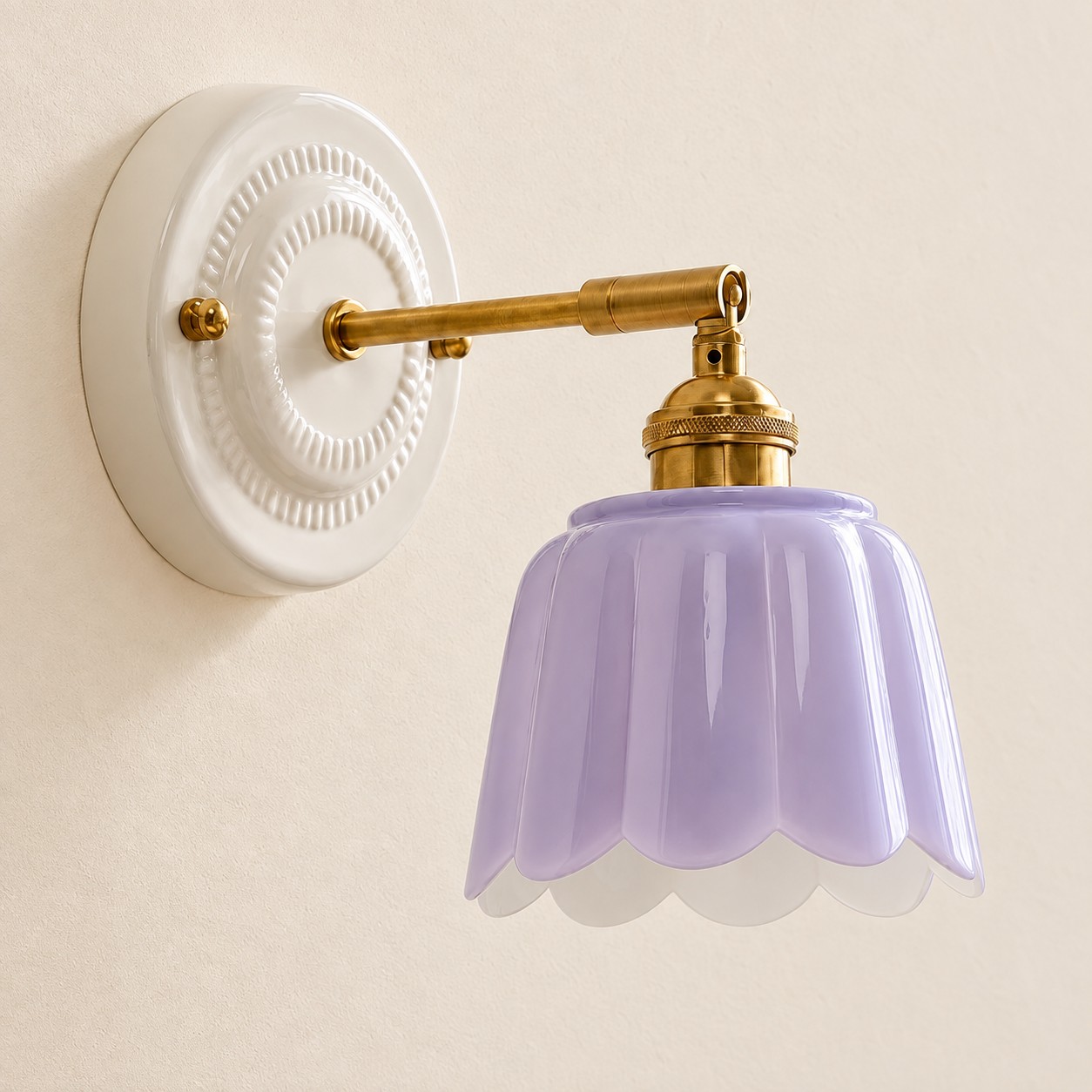 Lior ceramic flower wall sconce, Mauve, 1-light