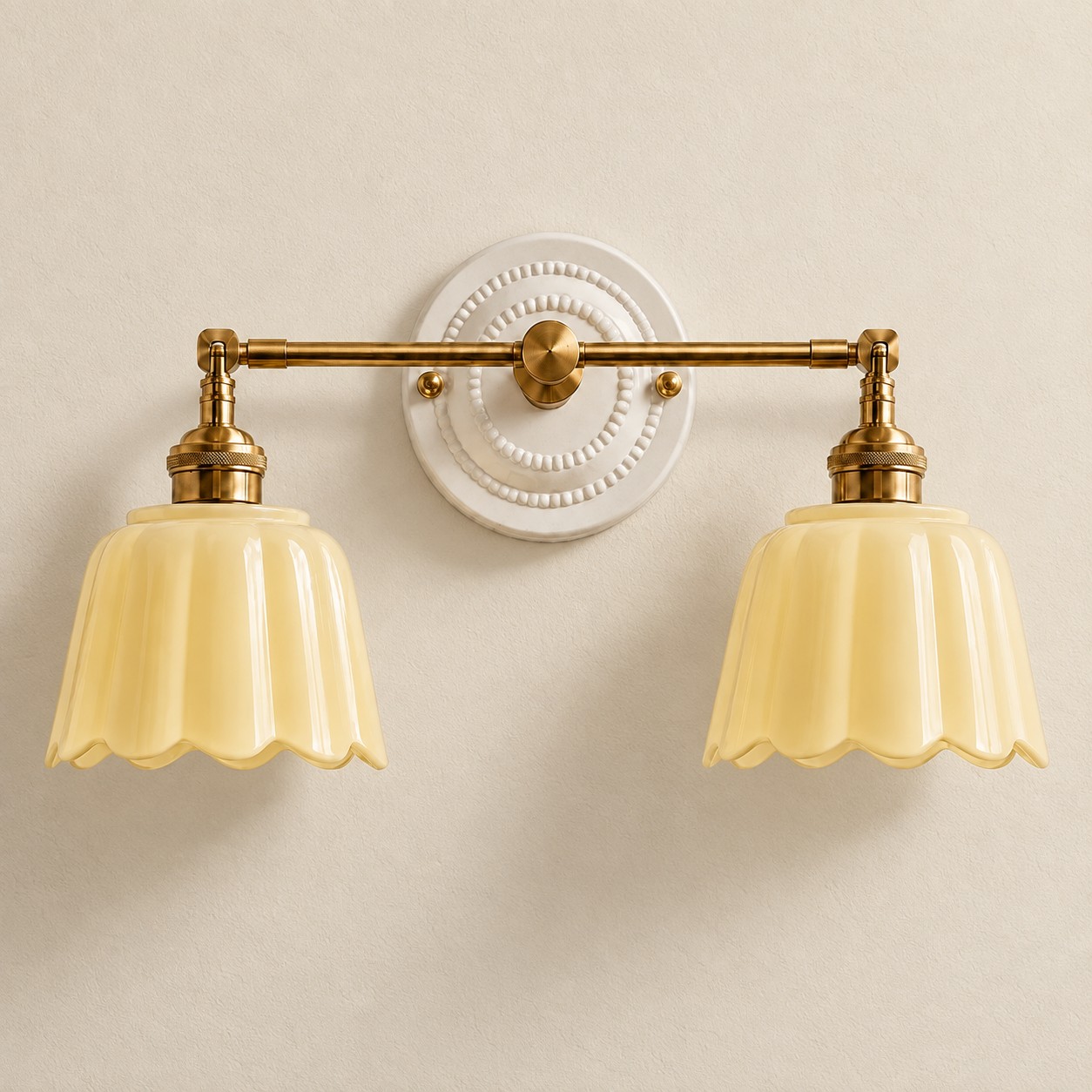 Lior ceramic flower wall sconce, Yellow, 2-light