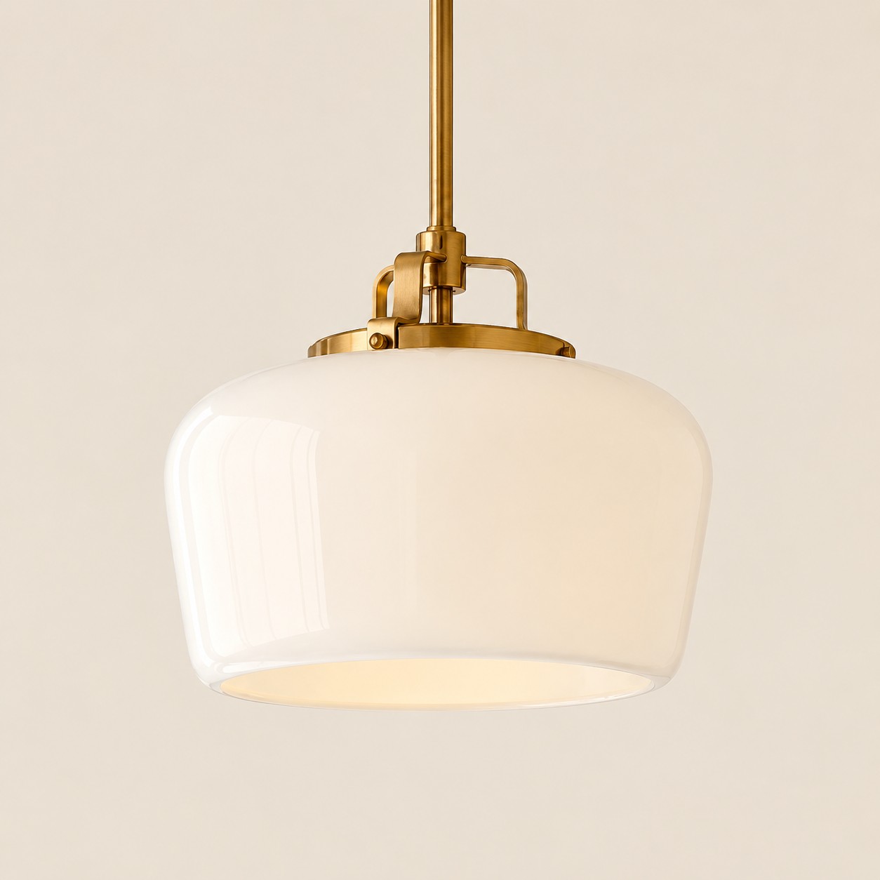 Nella drum pendant, Milk Glass