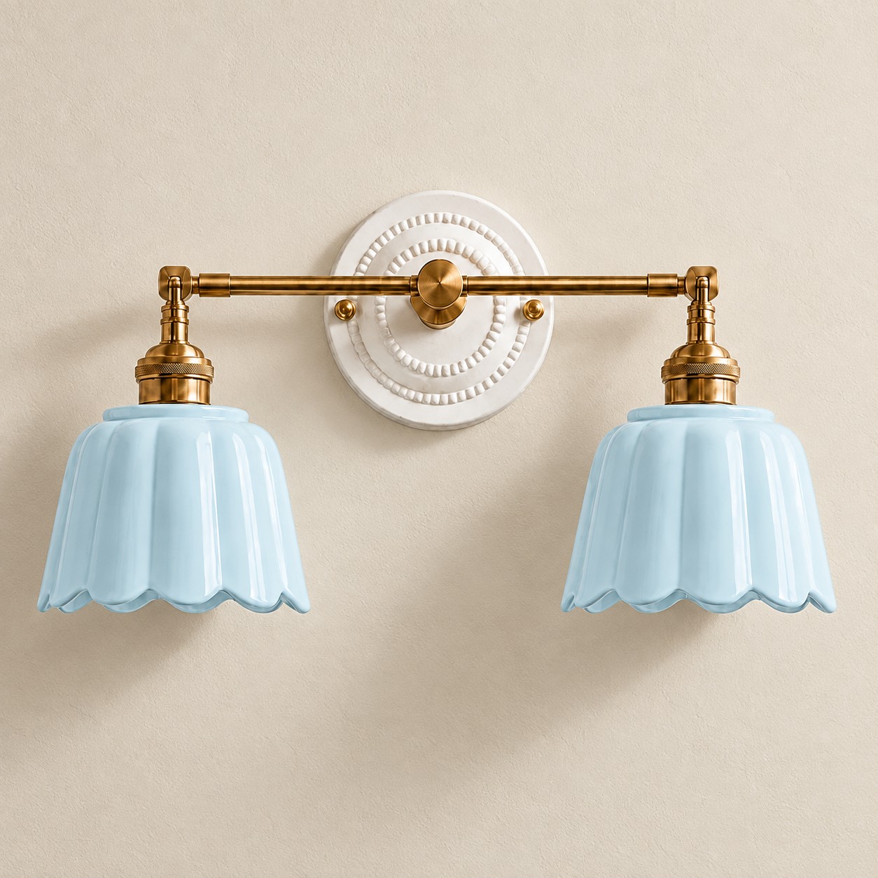 Lior ceramic flower wall sconce, Blue, 2-light