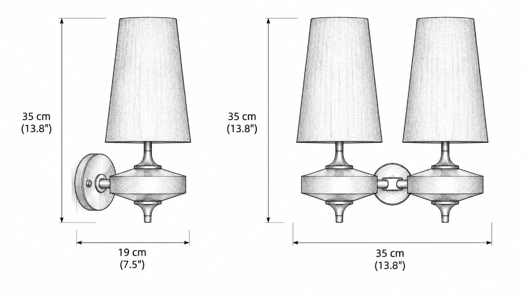 Hour Rho dimension drawing: 1 head 19 by 35 cm, 2 heads 35 by 35 cm