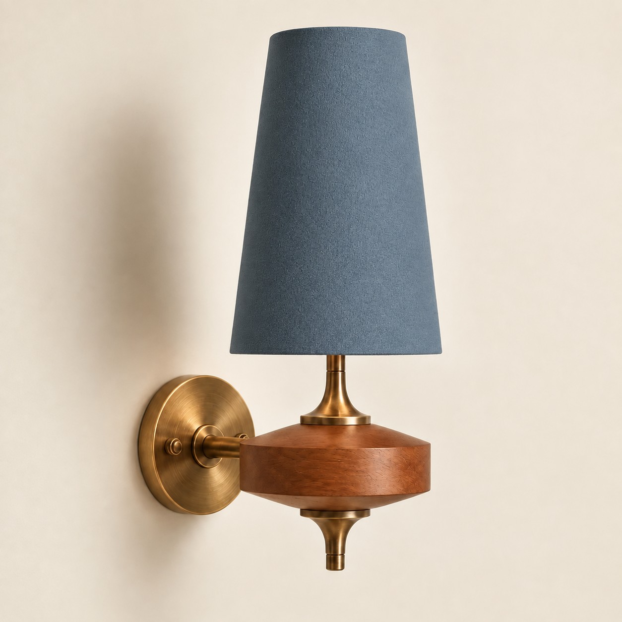 Hour Rho wall lamp, 1 head, Walnut color & Dusty Blue