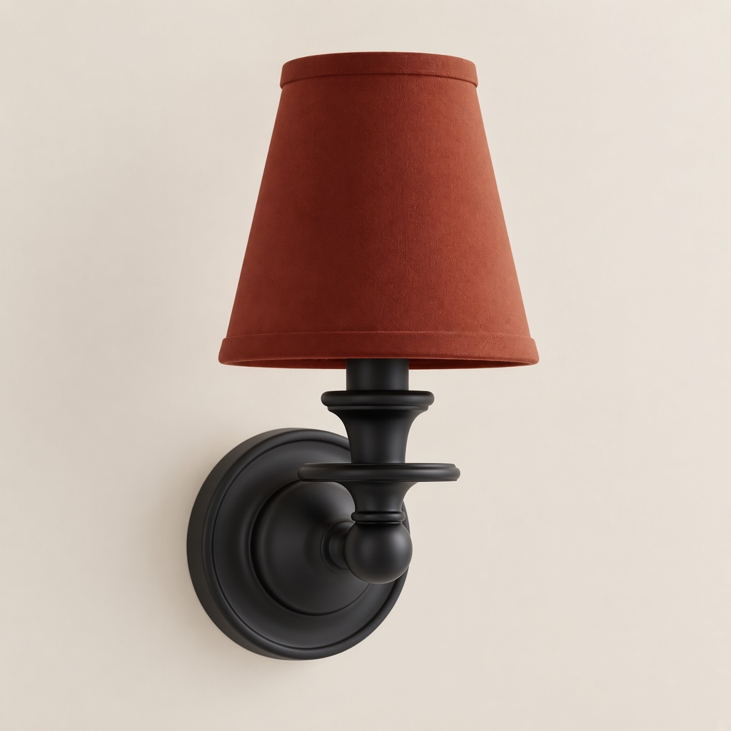 Wren tapered fabric wall sconce, Black, Red Plain
