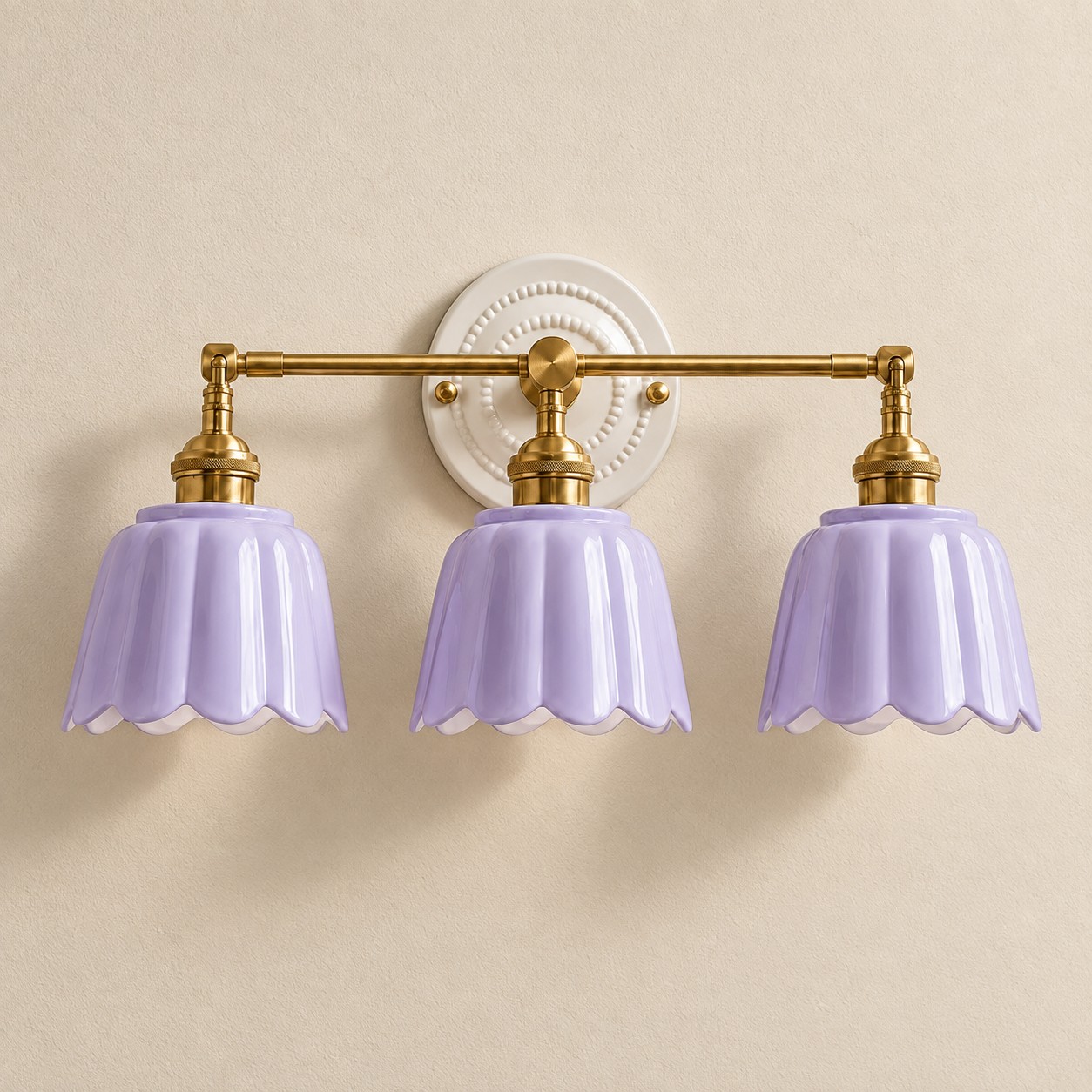 Lior ceramic flower wall sconce, Mauve, 3-light