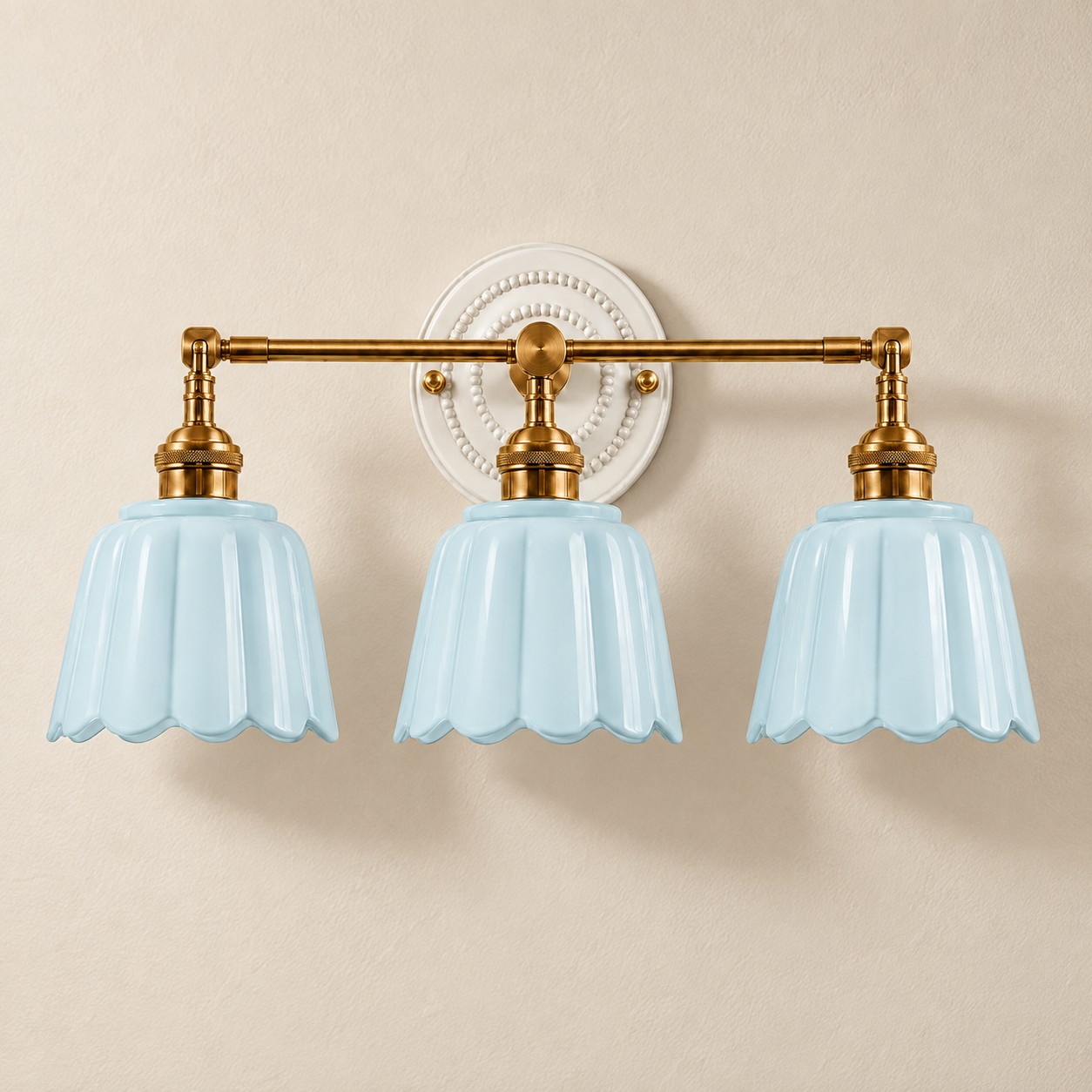 Lior ceramic flower wall sconce, Blue, 3-light