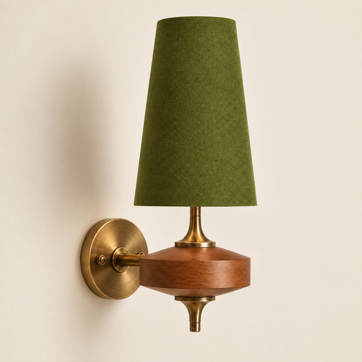 Hour Rho wall lamp, 1 head, Walnut color & Green