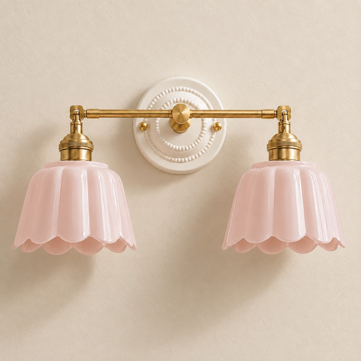 Lior ceramic flower wall sconce, Pink, 2-light