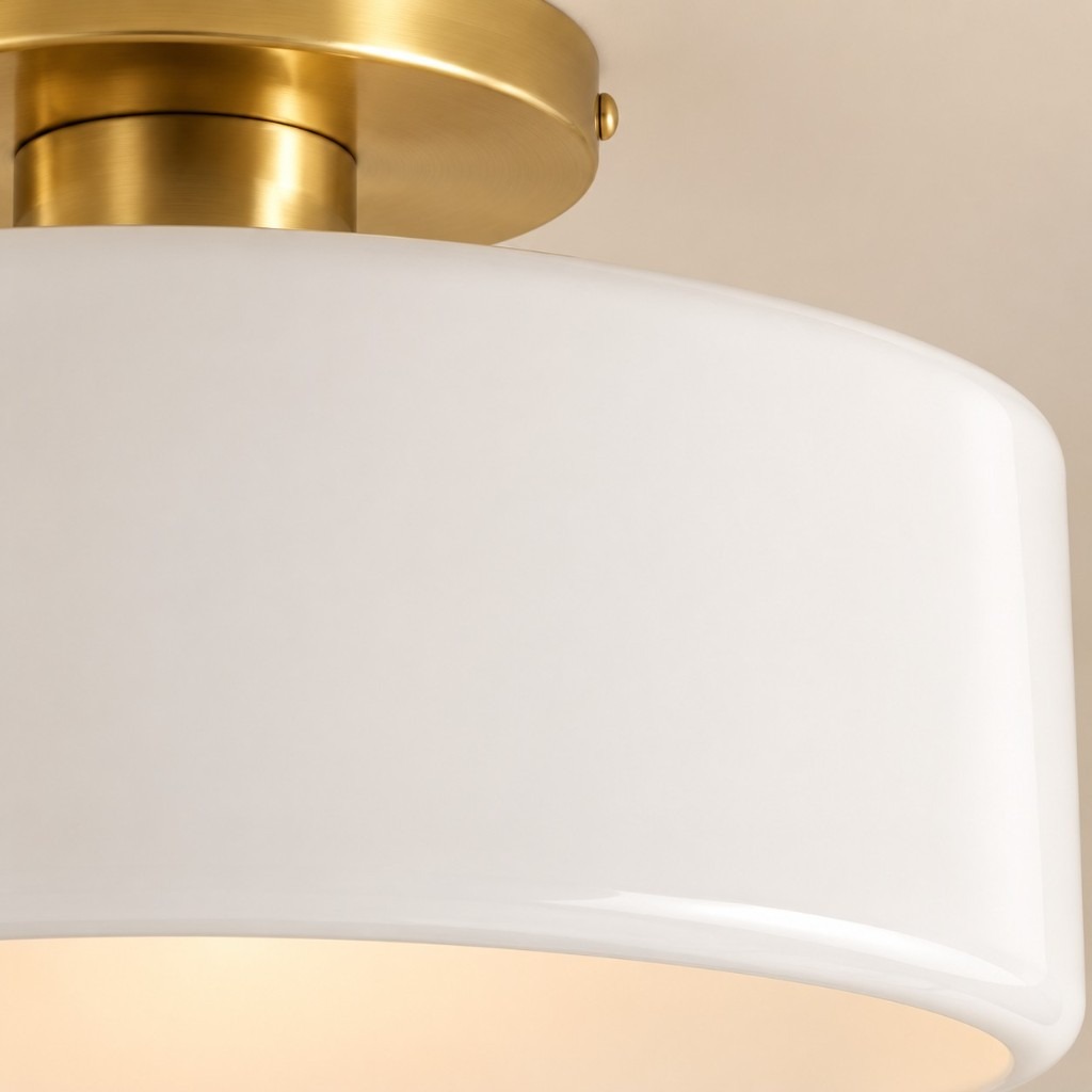 Glossy white porcelain drum wall with a rounded lip and inner glow