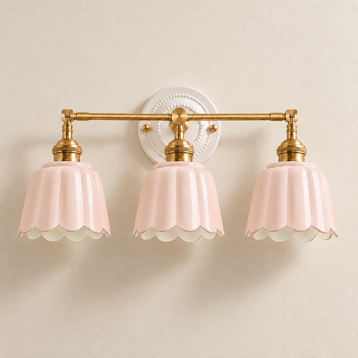 Lior ceramic flower wall sconce, Pink, 3-light