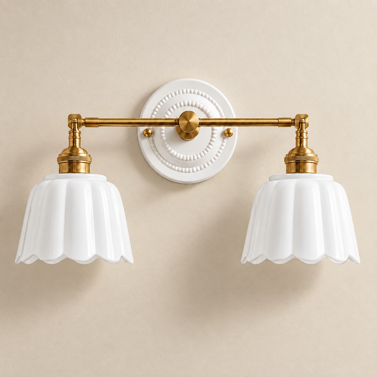 Lior ceramic flower wall sconce, White, 2-light
