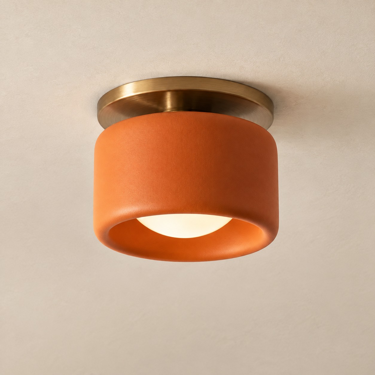 Pia porcelain drum, Orange, 5 in