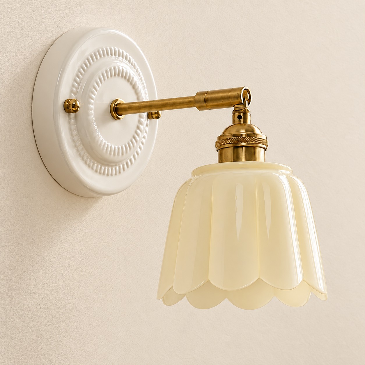 Lior ceramic flower wall sconce, Yellow, 1-light