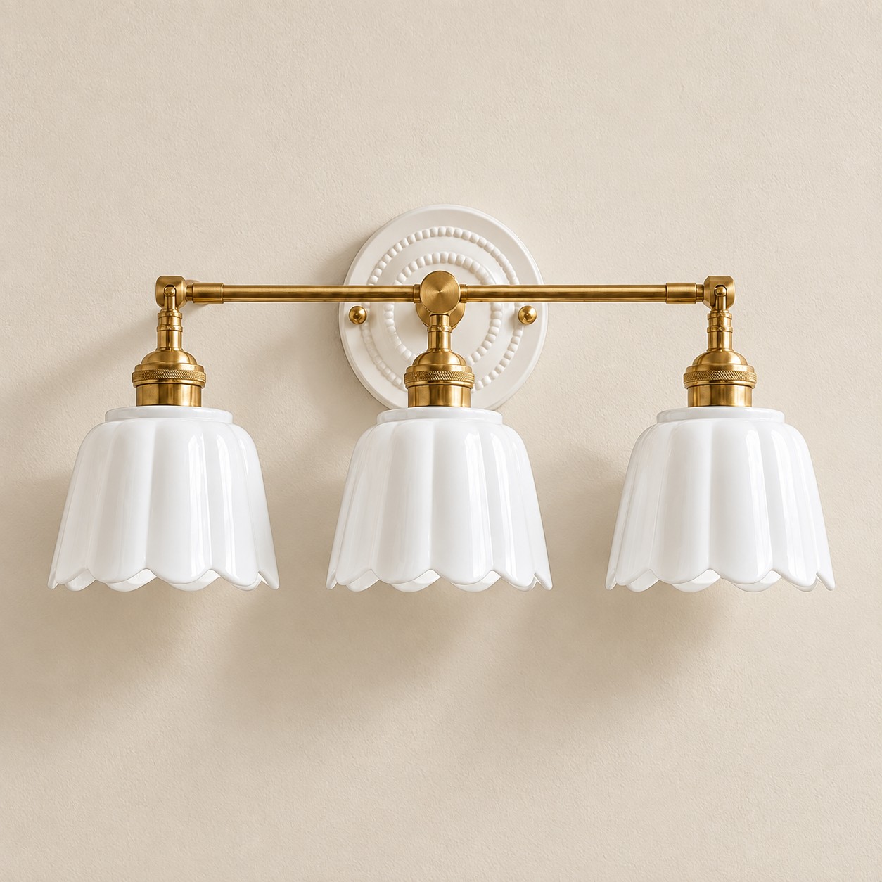 Lior ceramic flower wall sconce, White, 3-light