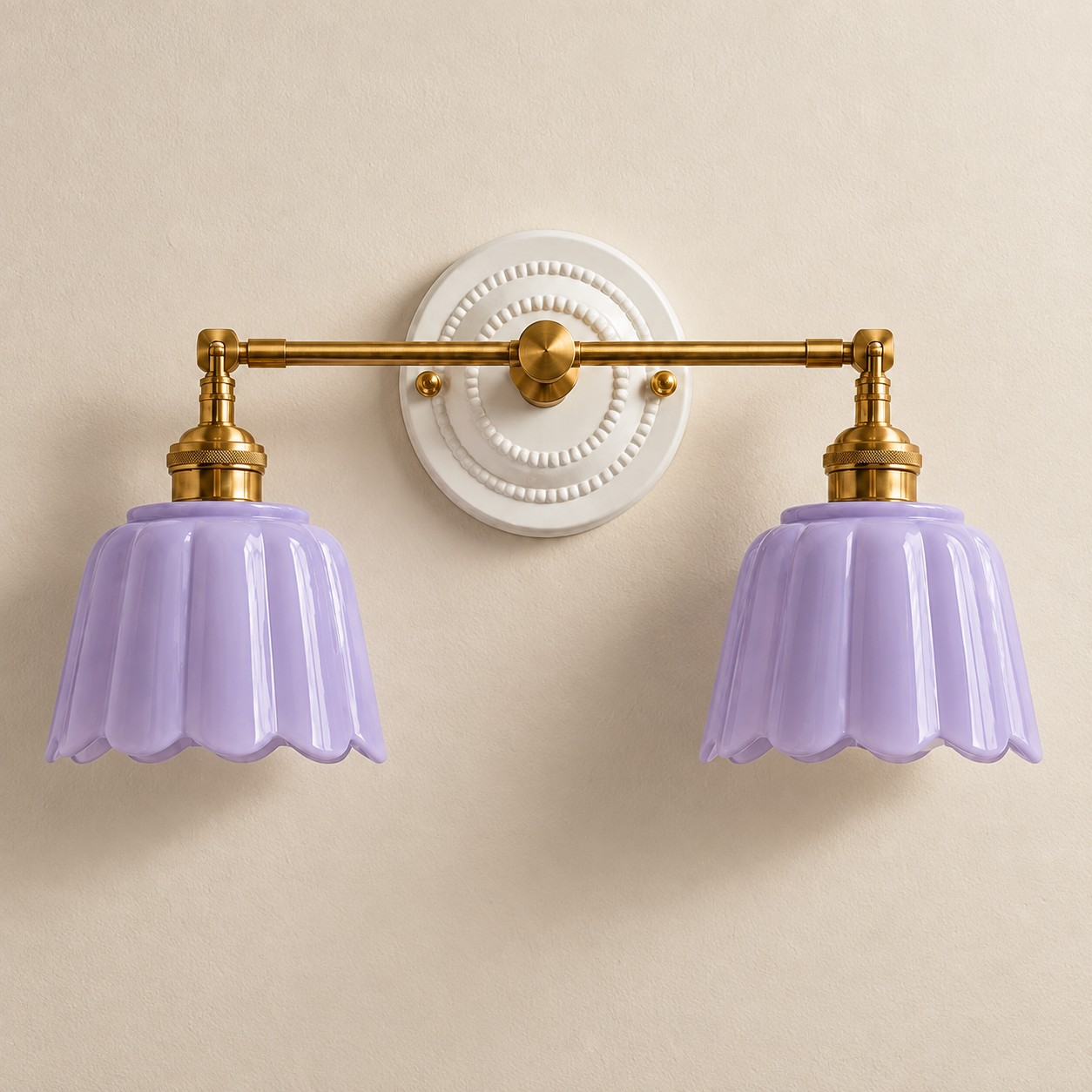 Lior ceramic flower wall sconce, Mauve, 2-light