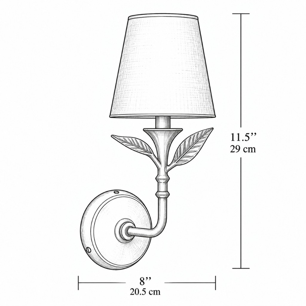 Elowen wall sconce dimension drawing: 8 inch width, 12 inch height