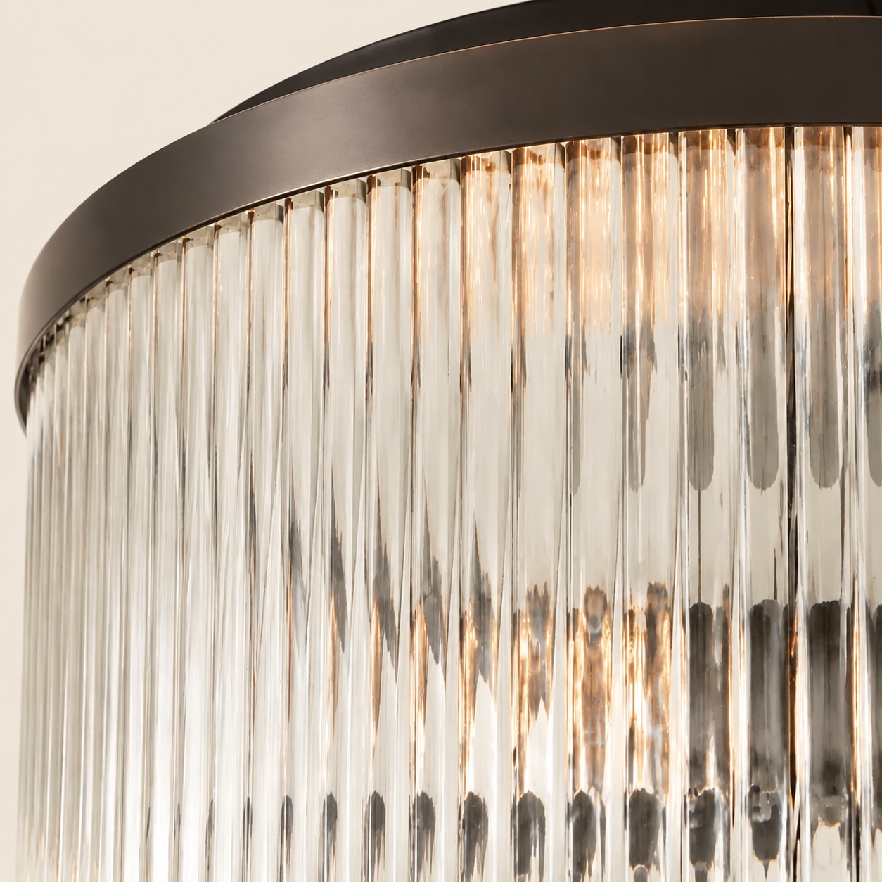 Vertical ribs on the Raya ribbed glass flush mount