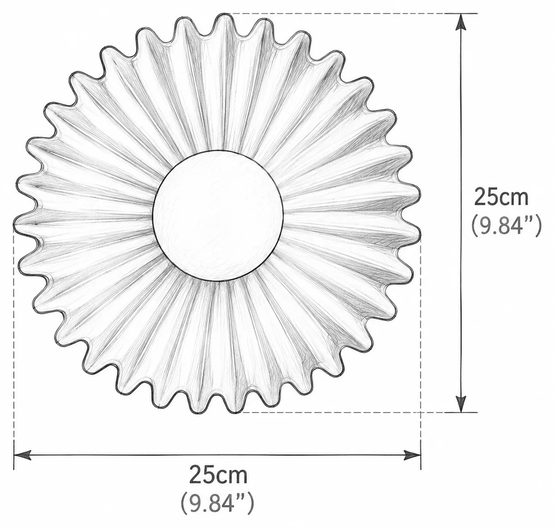 Schéma du diamètre, 25 cm (9.84 in)