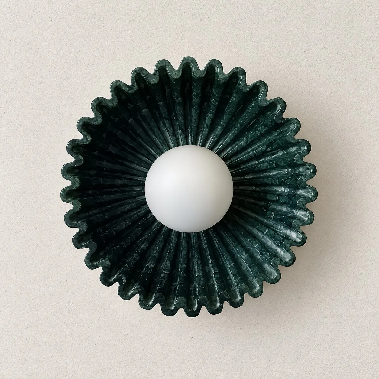 Ceramic dark green flower wall light