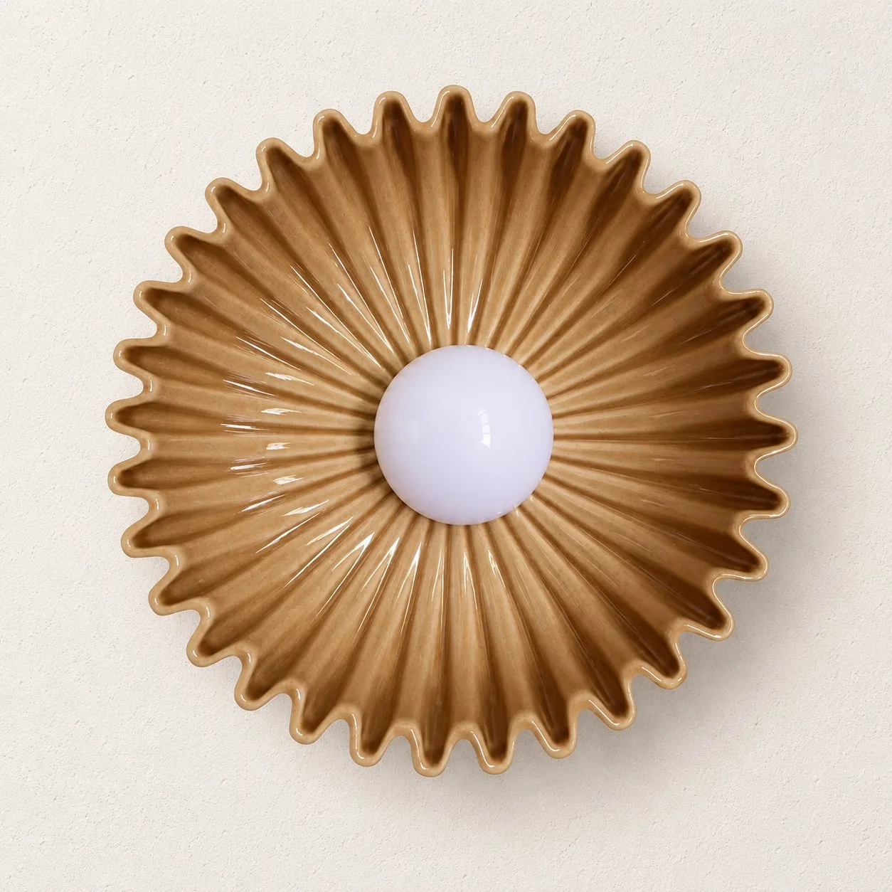 Ceramic beige flower wall light