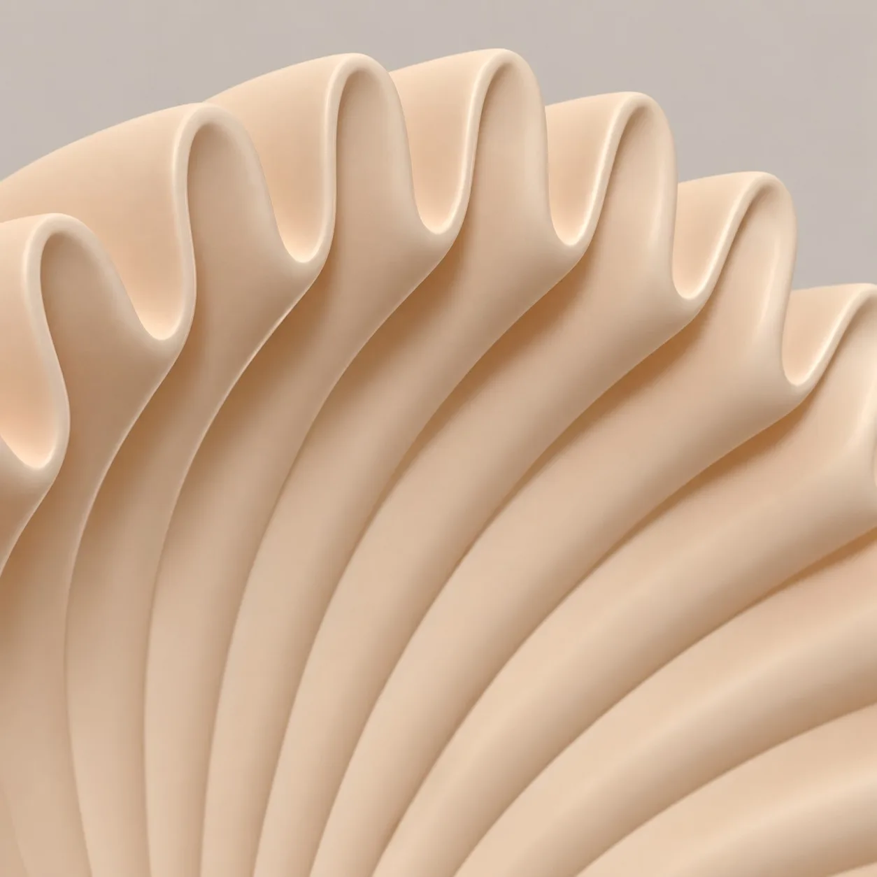 Close view of the fluted ridges