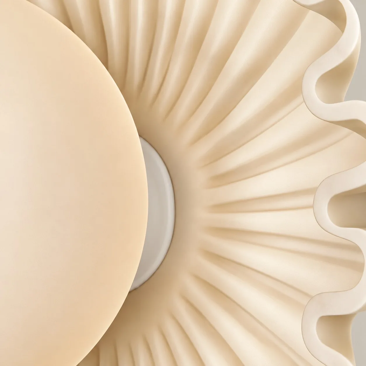 Close view of the scalloped rim