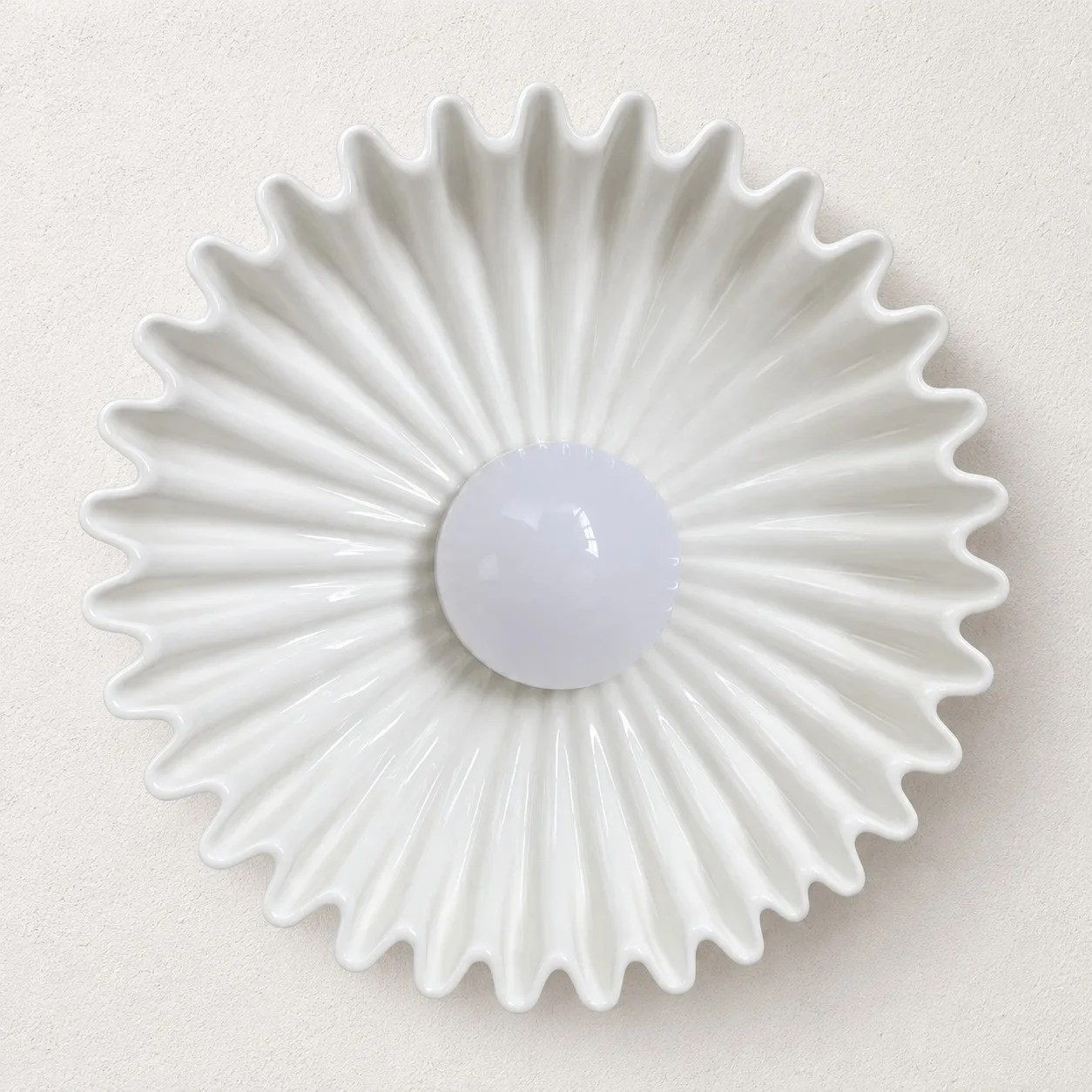 Ceramic off-white flower wall light