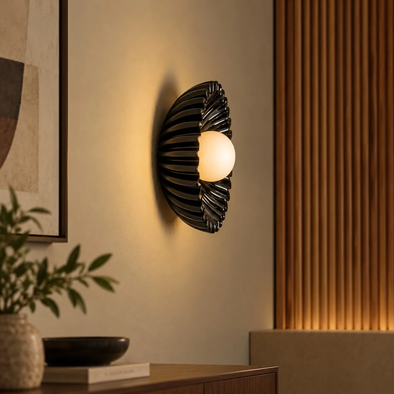 Side view of the flower wall light