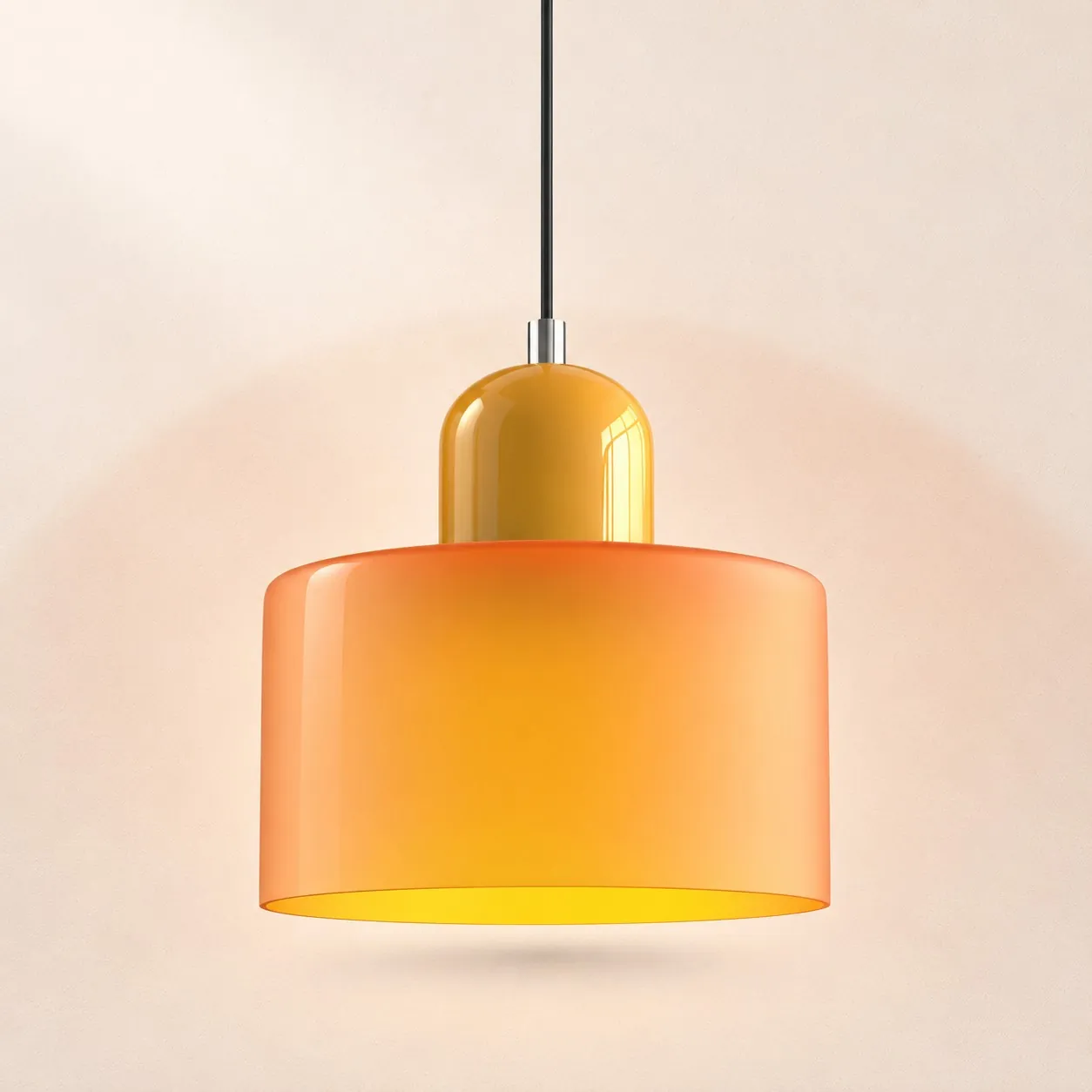 Yellow cap and Orange glass shade