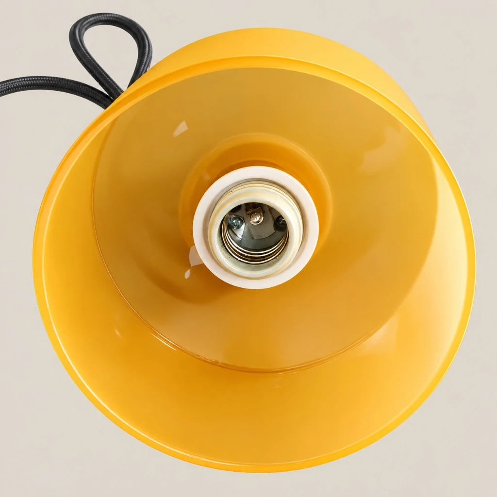 E27 socket centered inside the yellow glass shade