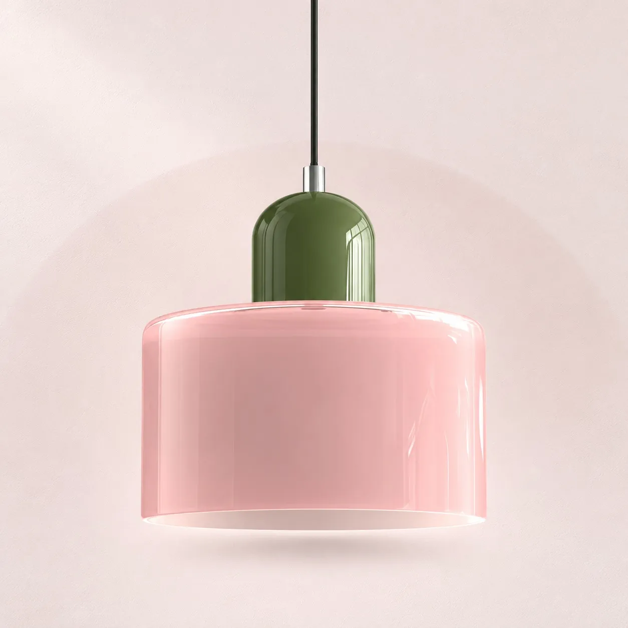 Green cap and Pink glass shade